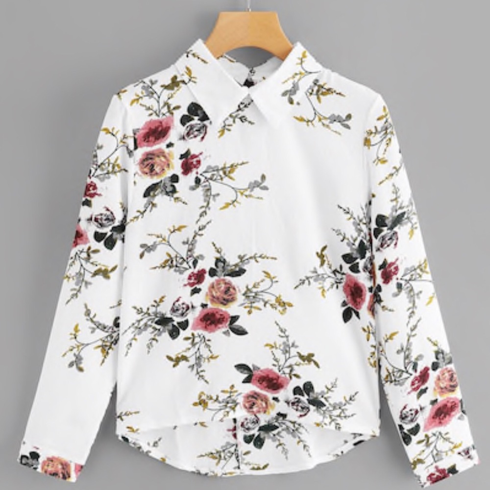 Random Botanical Print Blouse